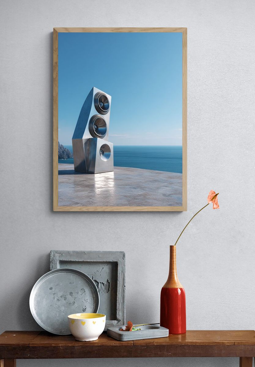 Modern Speaker Sculpture — Fine Art Print. — room view 3
