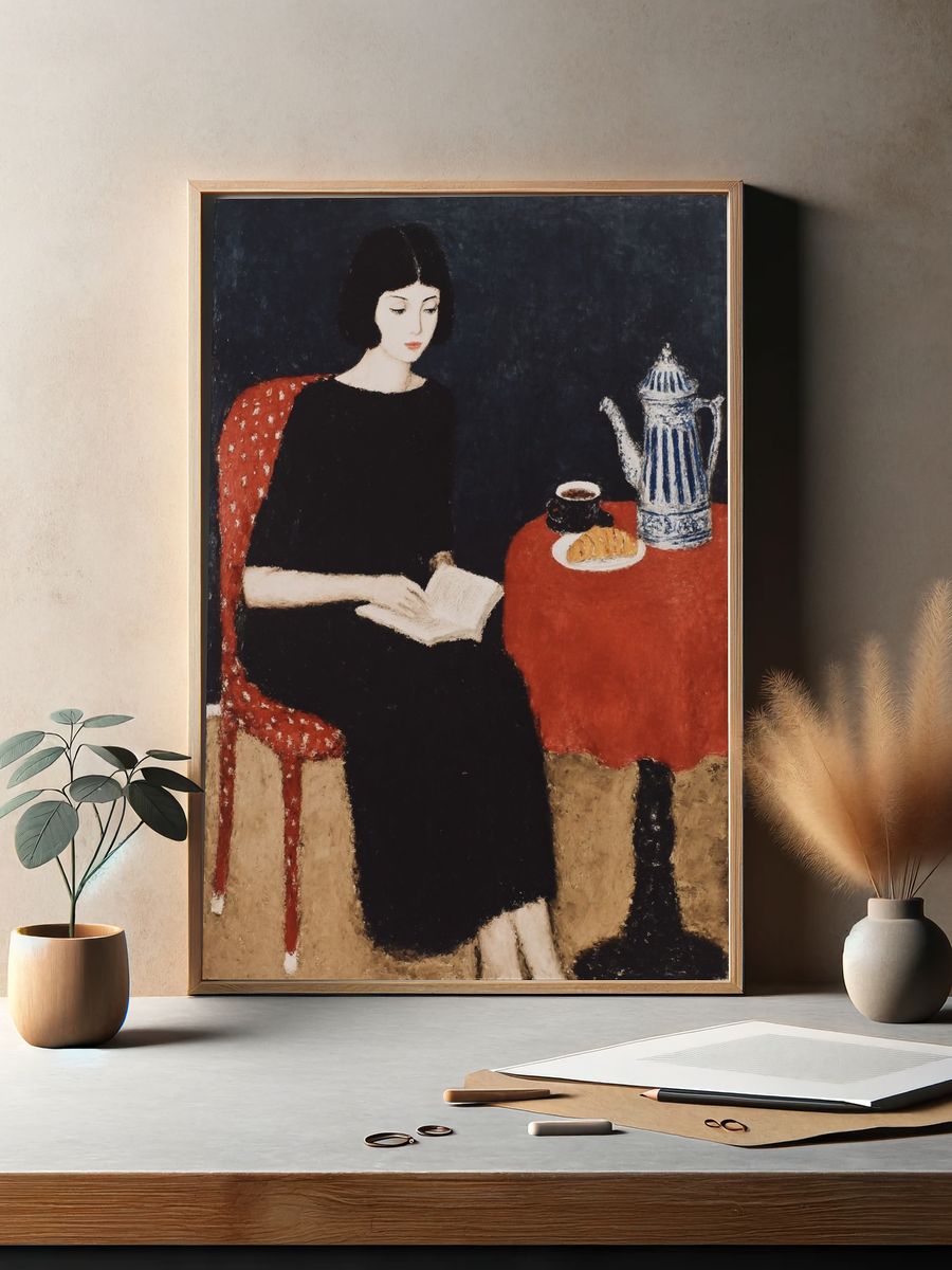 Woman Reading — Fine Art Print. — room view 2