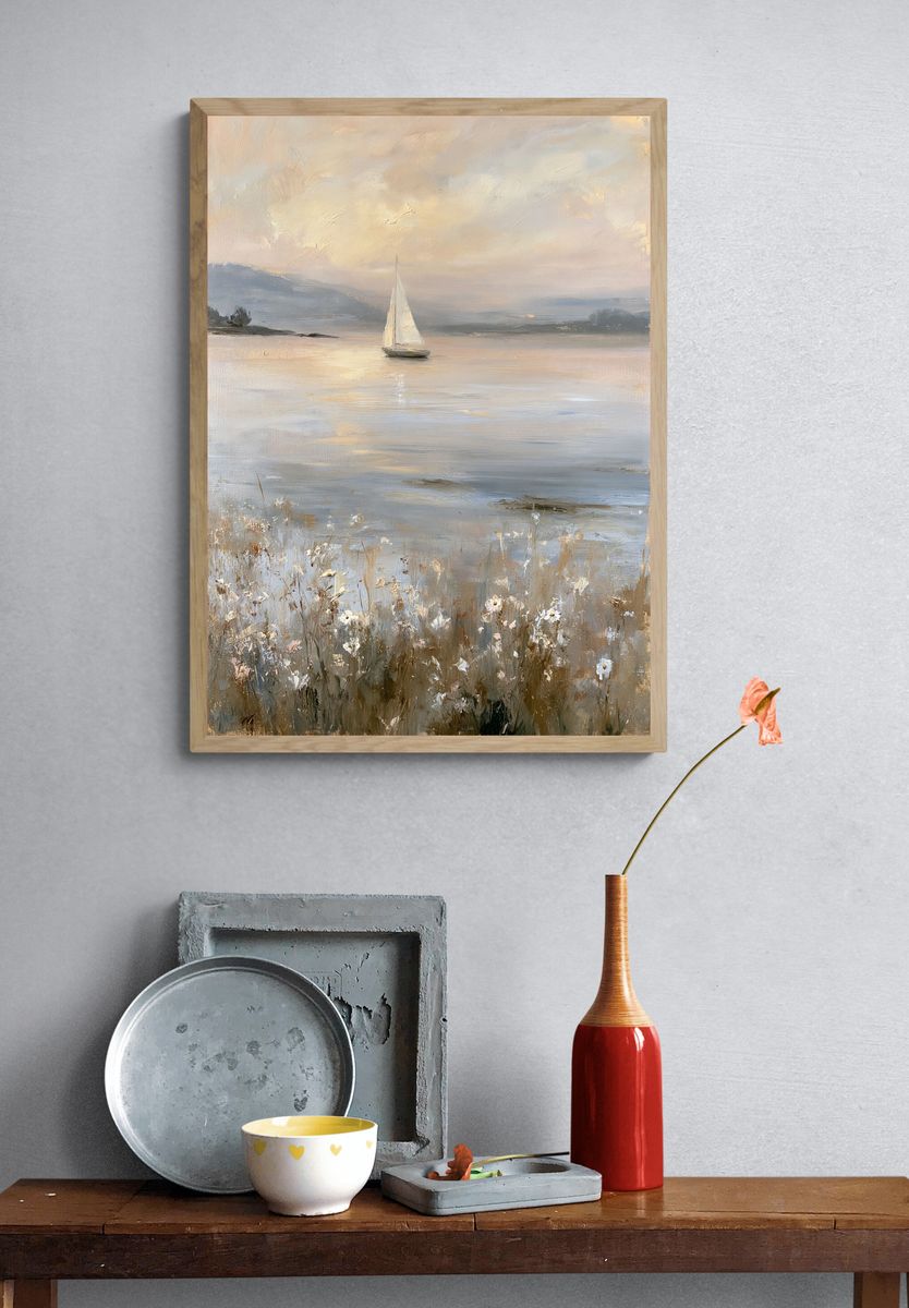 Sailboat at Dawn Fine-Art Print. — room view 3