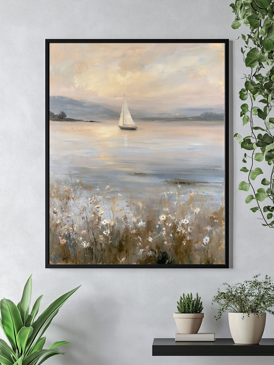 Sailboat at Dawn Fine-Art Print. — room view 4