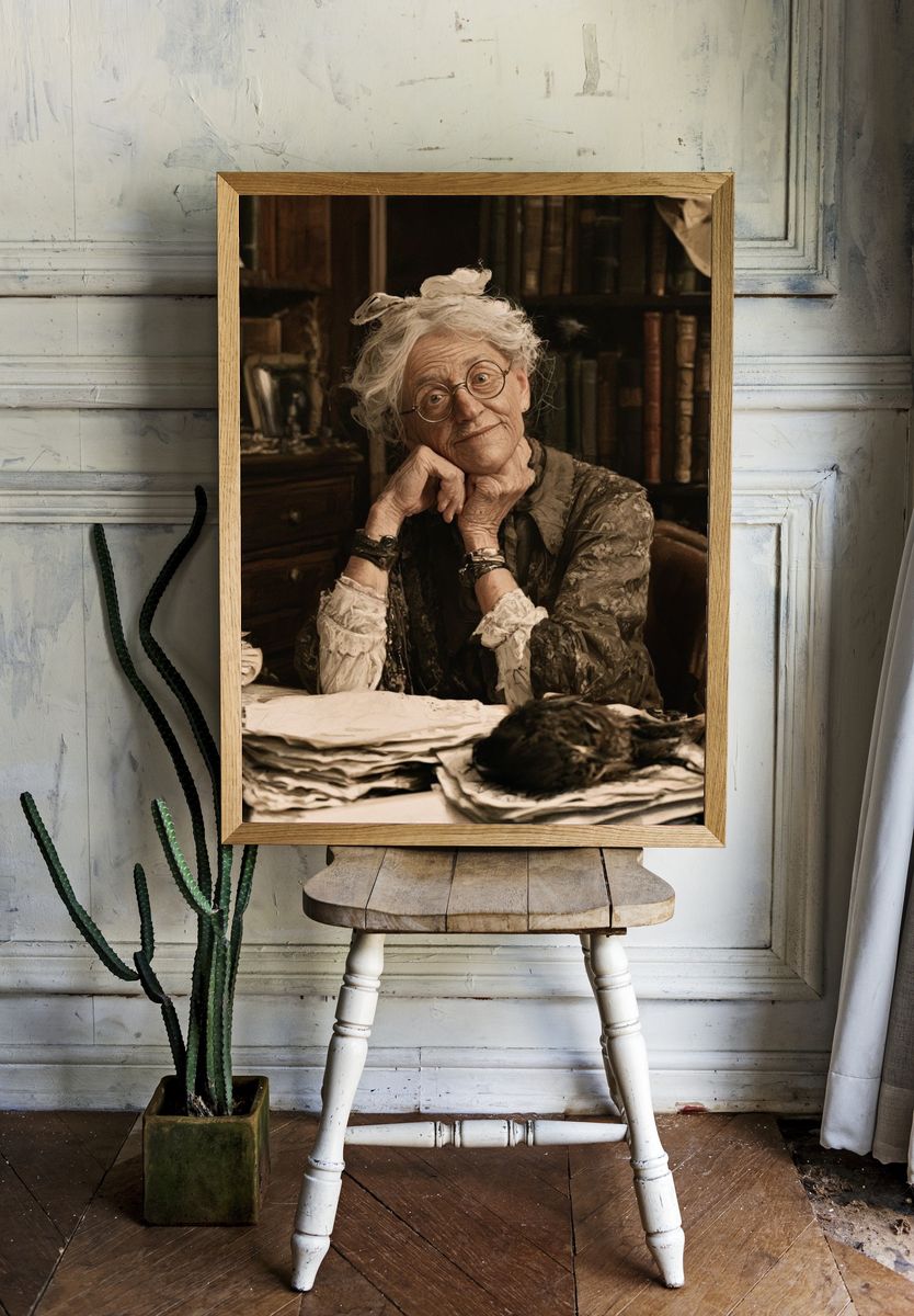 Elderly Scholar Portrait Print. room preview
