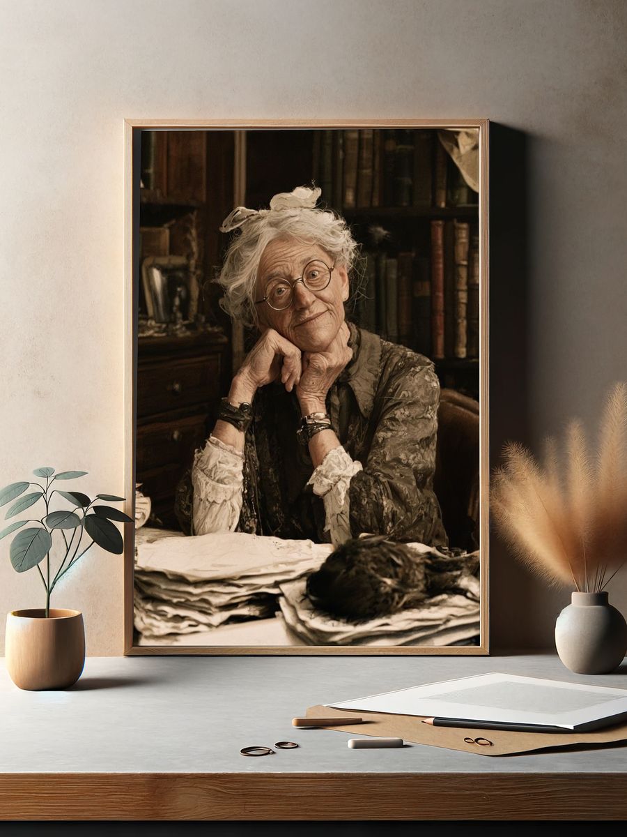 Elderly Scholar Portrait Print. — room view 2