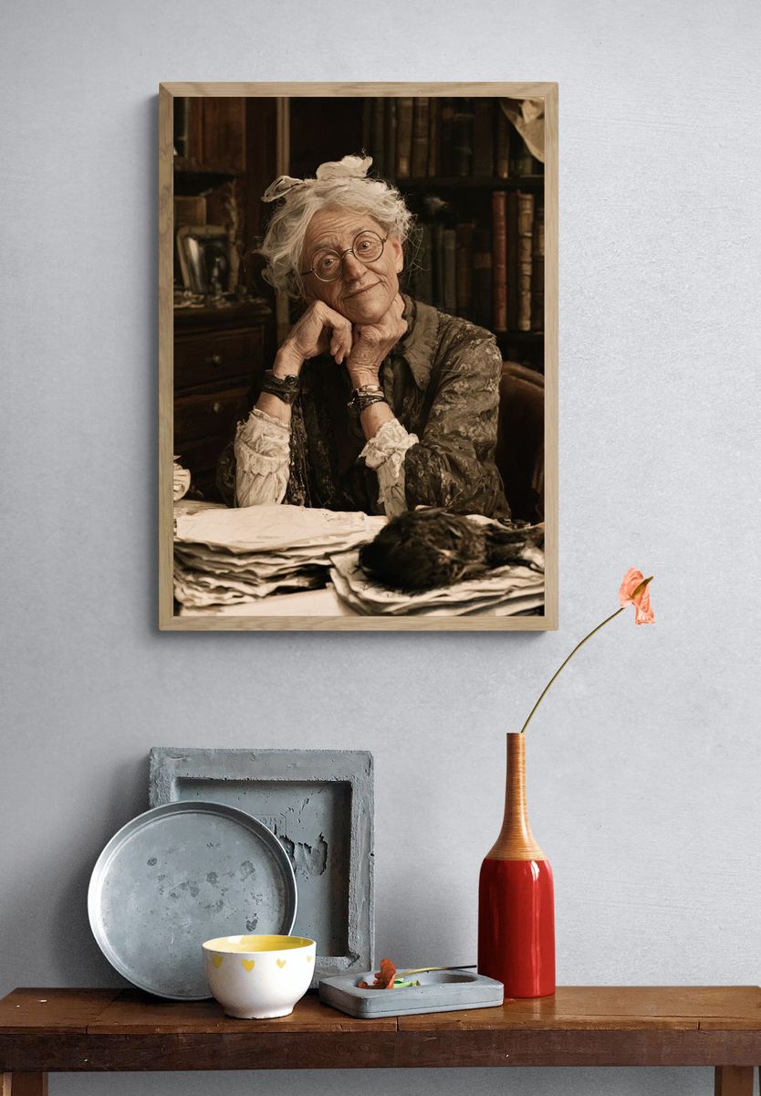 Elderly Scholar Portrait Print. — room view 3