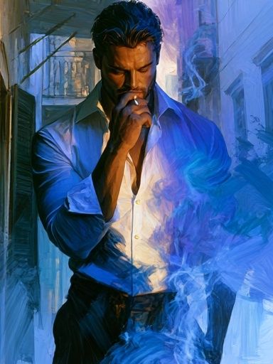 Blue Smoke Portrait Print. poster detail