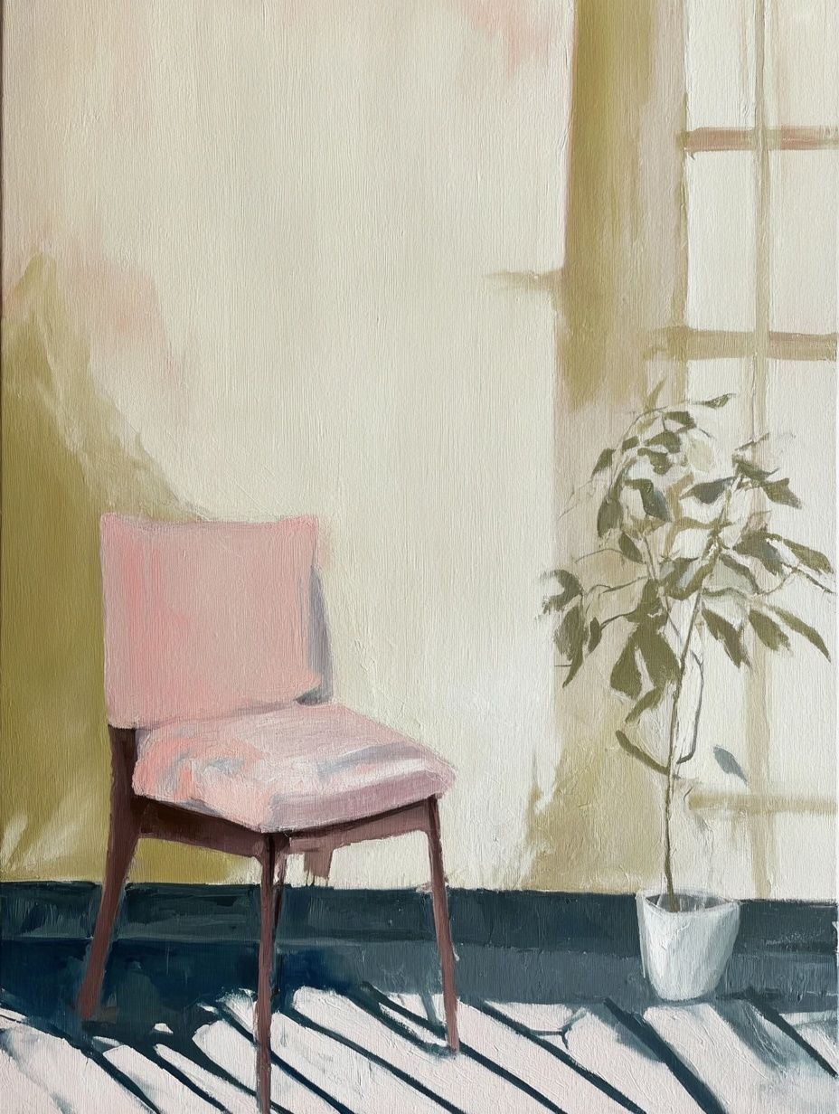 Sunlit Chair Interior Painting Poster. poster — fine-art art