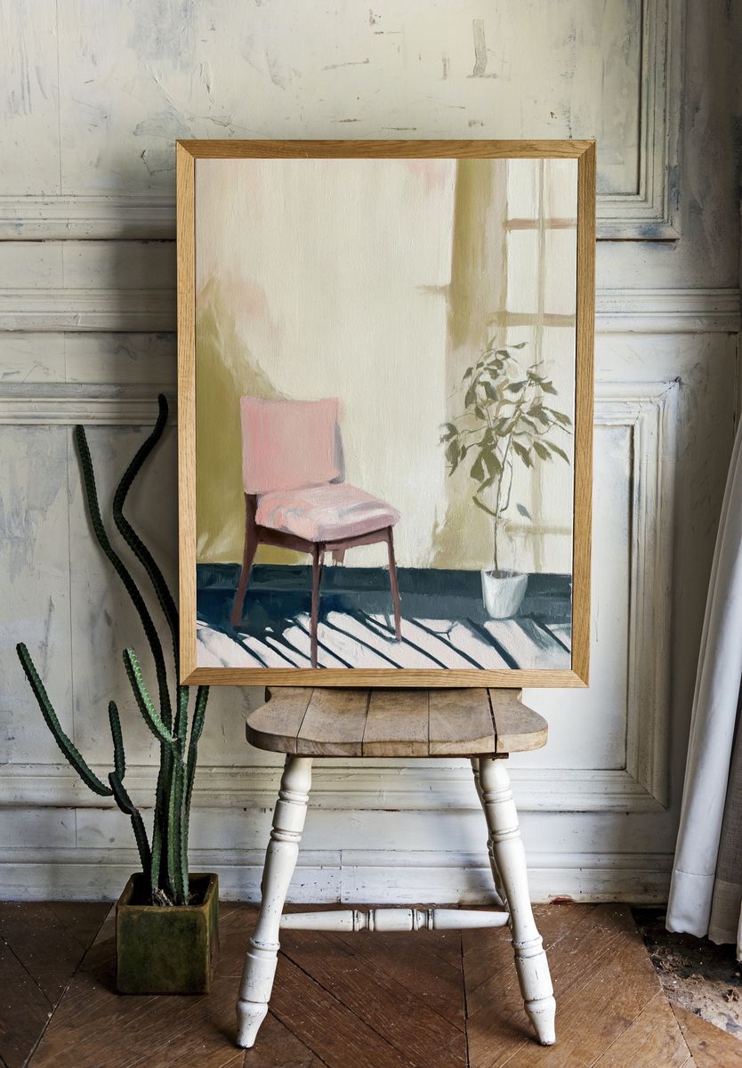 Sunlit Chair Interior Painting Poster. room preview