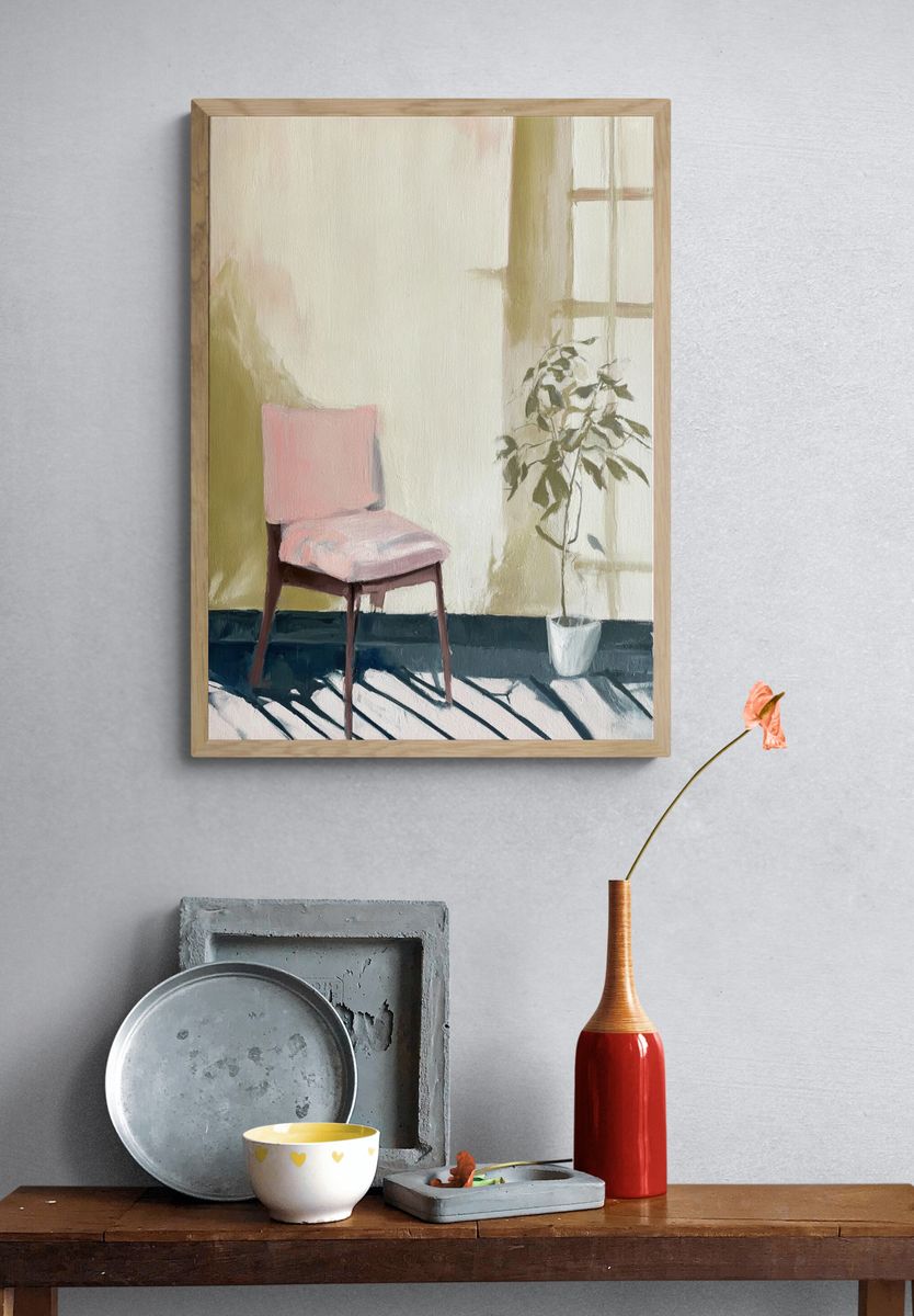 Sunlit Chair Interior Painting Poster. — room view 3