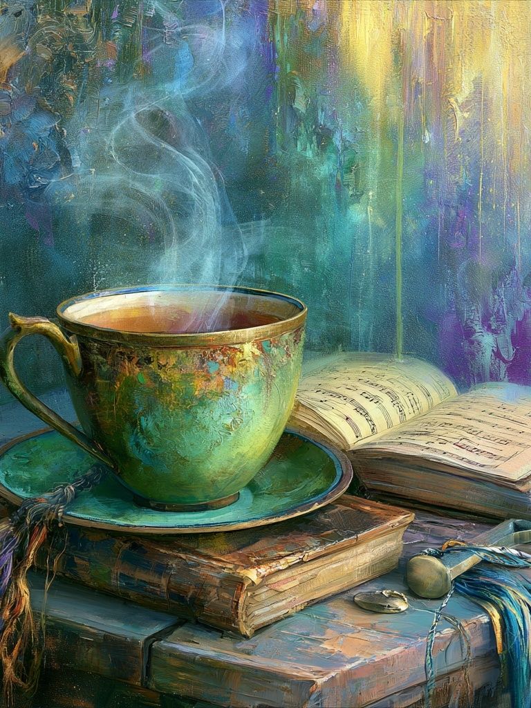 Steaming Teacup Still Life Print. poster — fine-art art
