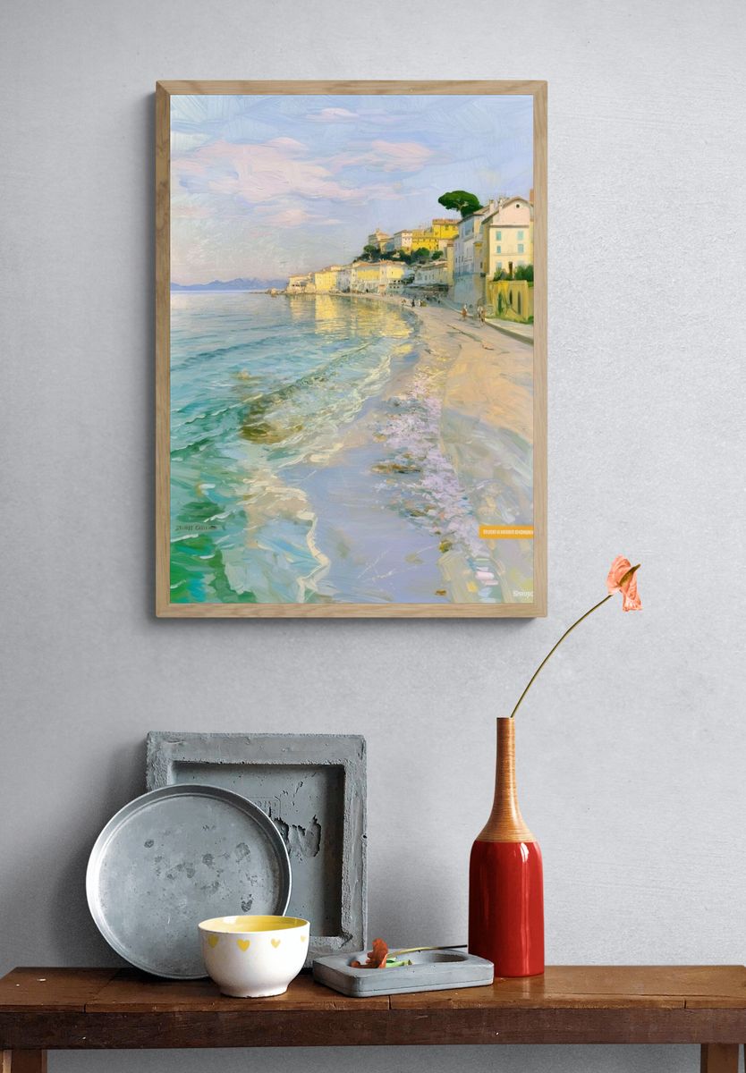 Mediterranean Seaside Village Print. — room view 3