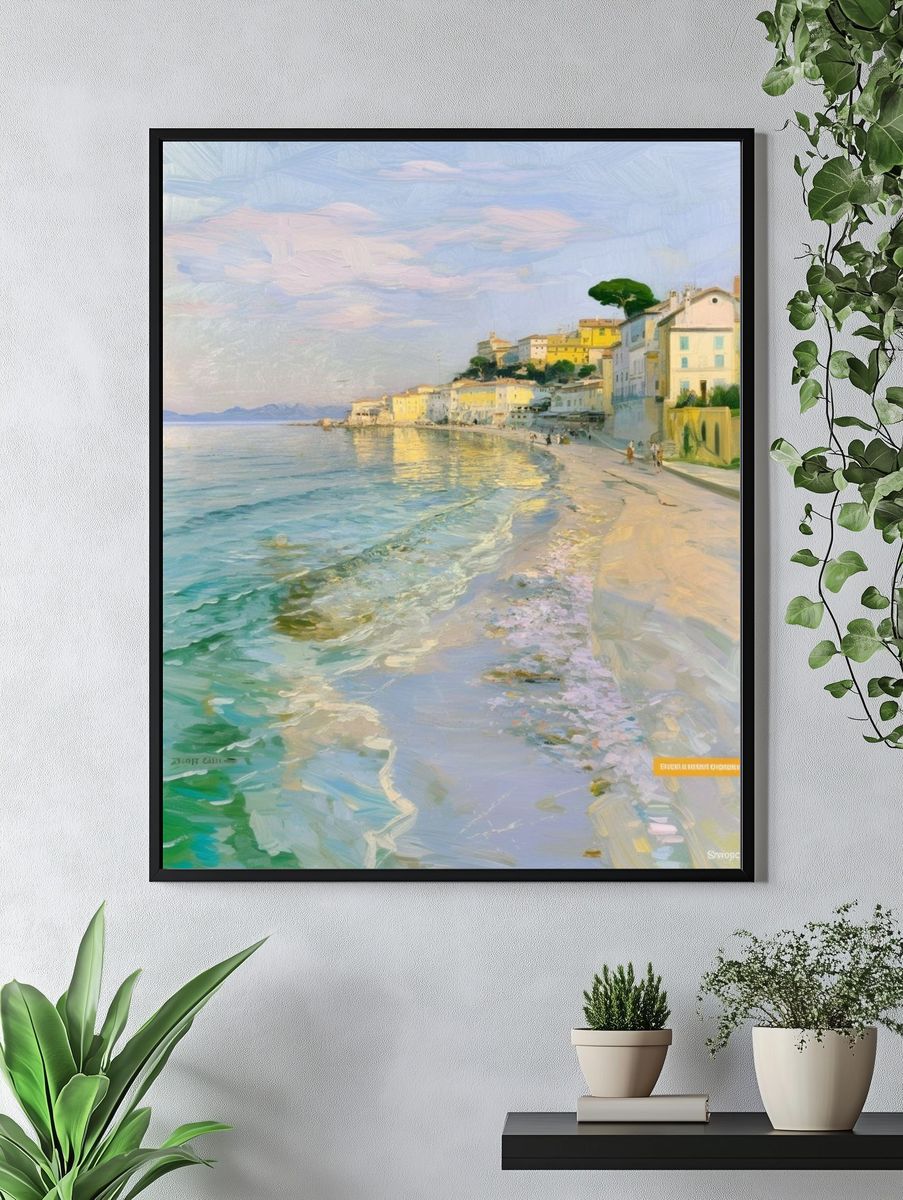 Mediterranean Seaside Village Print. — room view 4