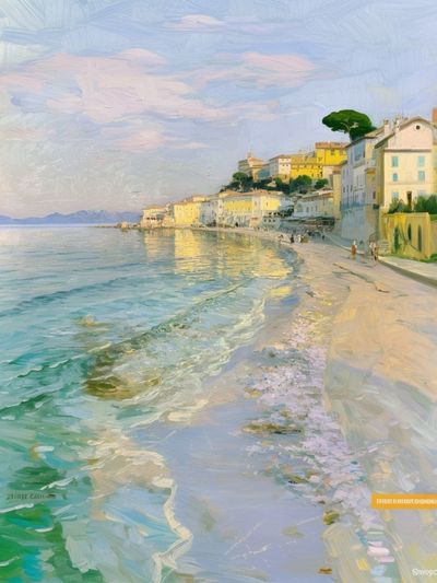Mediterranean Seaside Village Print.