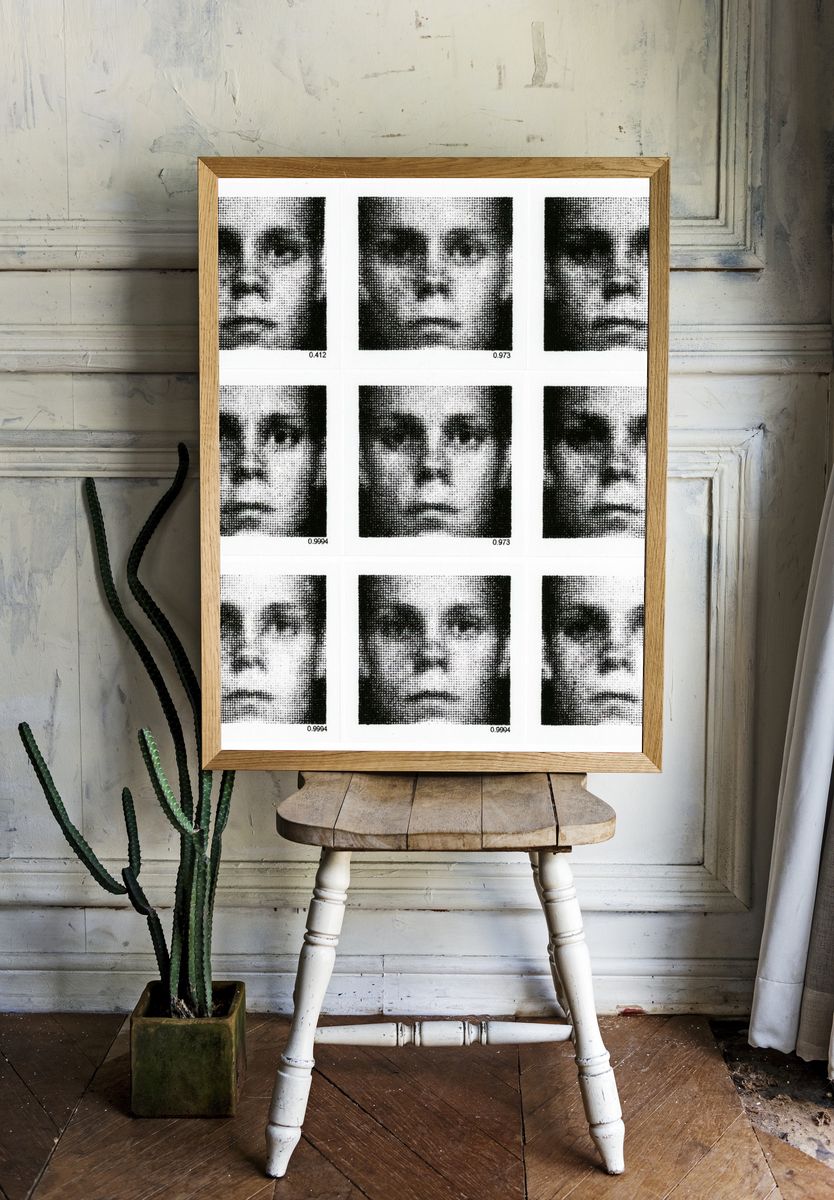 Warhol Face Grid Print. room preview