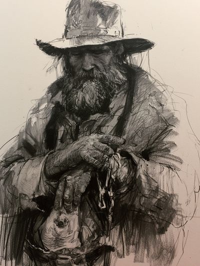 Bearded Man Sketch Portrait Poster. poster