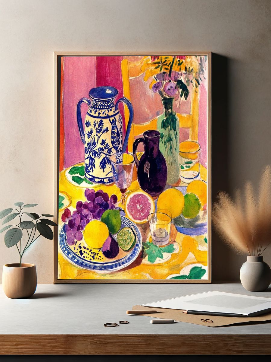 Colorful Still Life Watercolor Poster. — room view 2