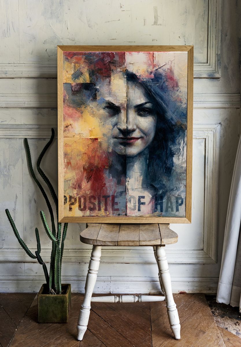 Opposite of Happy Portrait Print. room preview