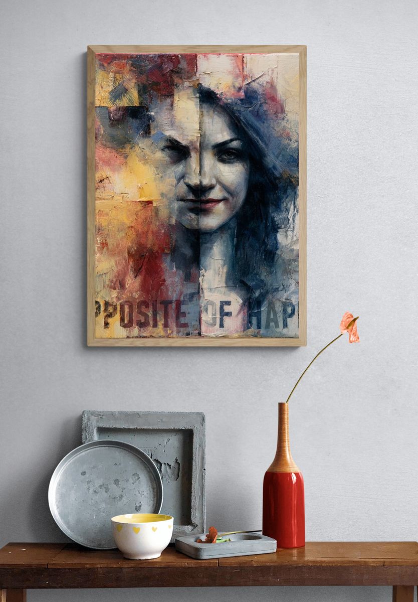 Opposite of Happy Portrait Print. — room view 3
