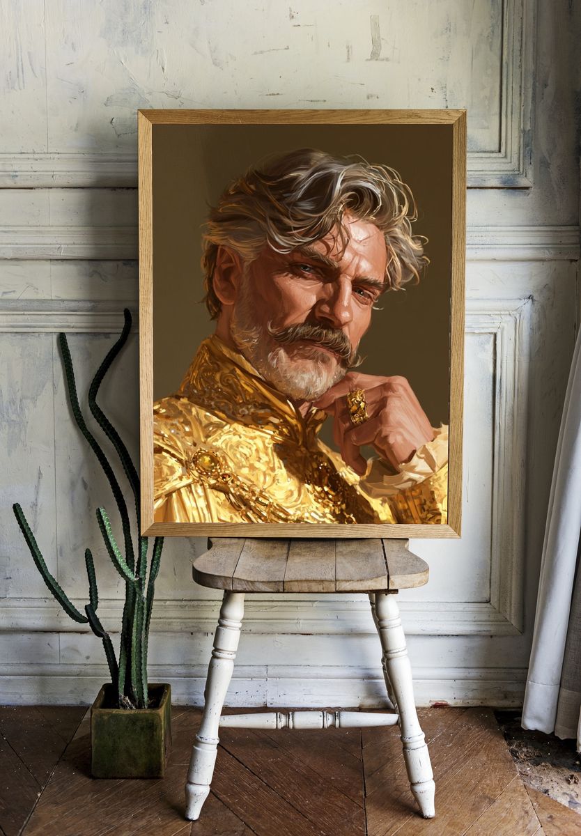 Gilded Gentleman Portrait Print. room preview