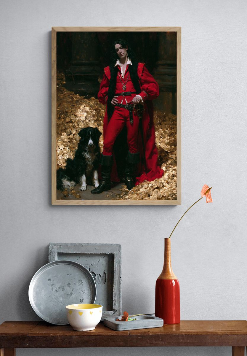 Baroque Portrait with Dog Print. — room view 3