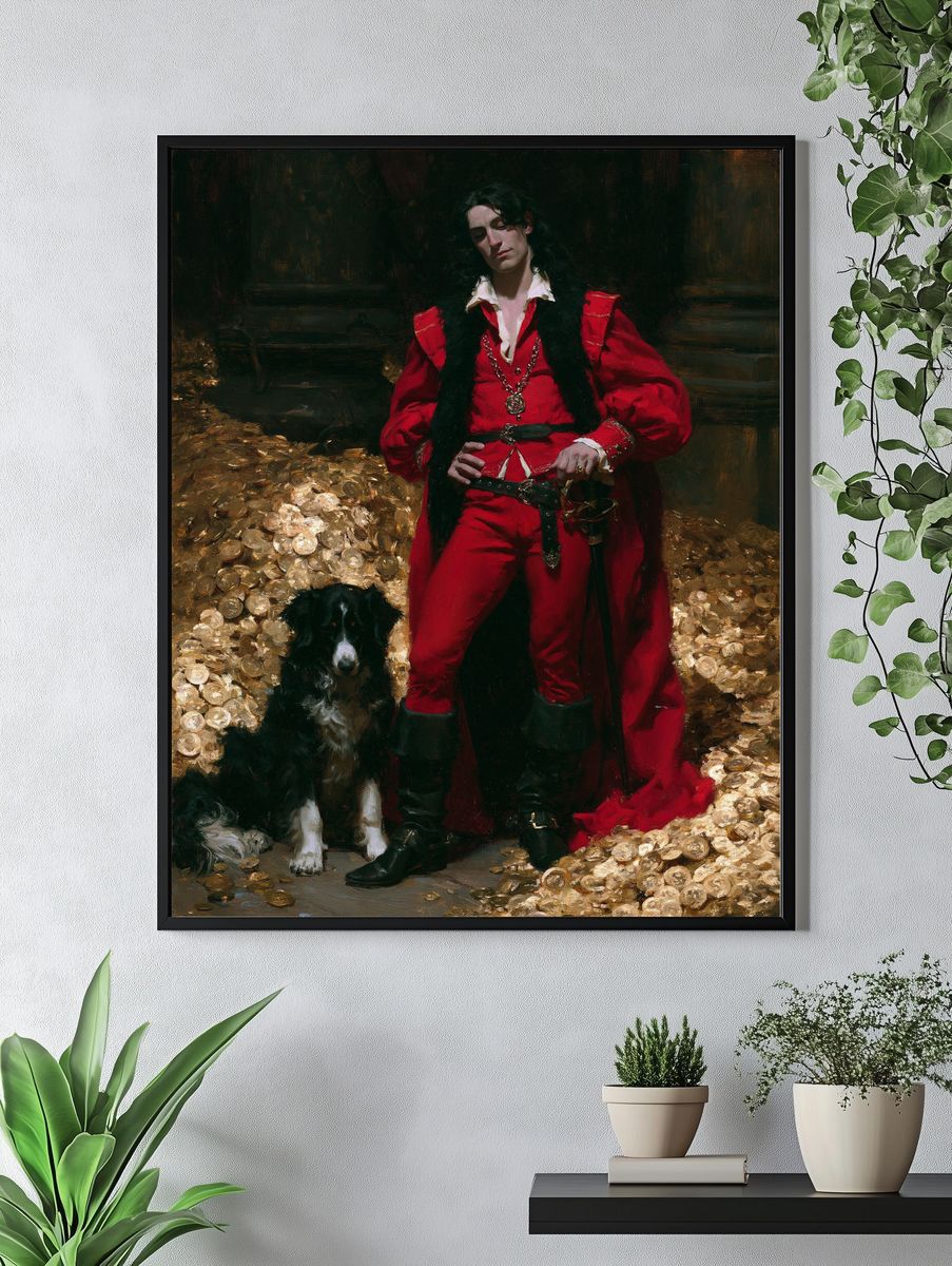 Baroque Portrait with Dog Print. — room view 4