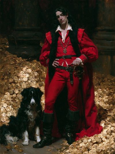 Baroque Portrait with Dog Print.