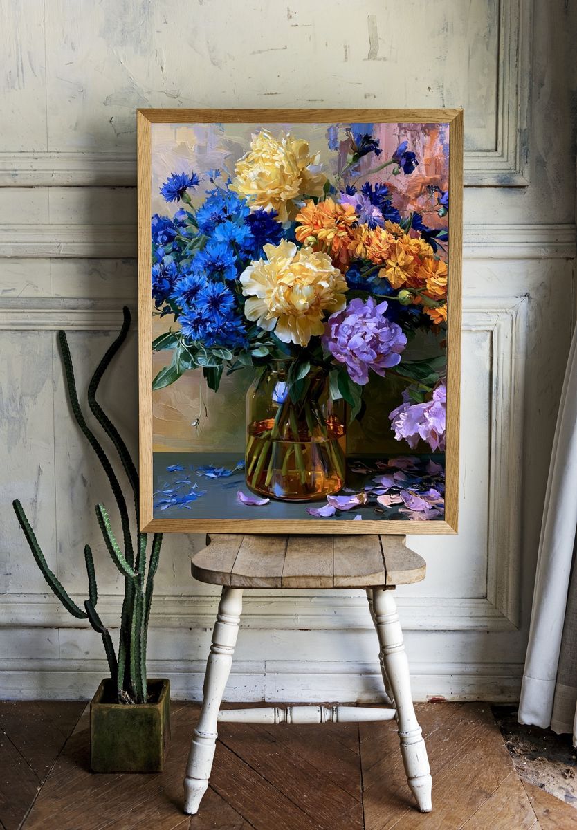 Colorful Floral Bouquet Fine-Art Print. — room view 1