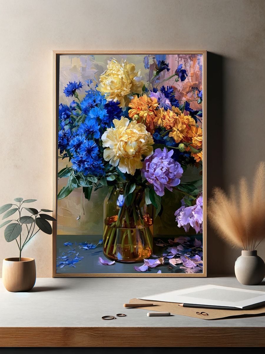 Colorful Floral Bouquet Fine-Art Print. — room view 2