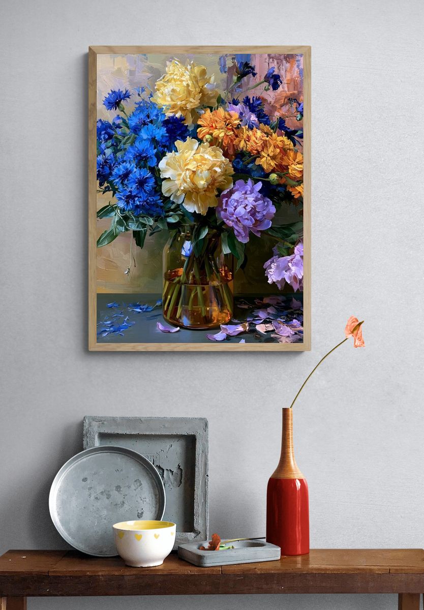 Colorful Floral Bouquet Fine-Art Print. — room view 3