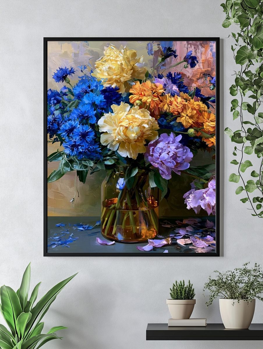 Colorful Floral Bouquet Fine-Art Print. — room view 4