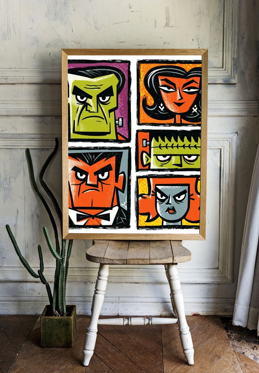 Monster Faces Pop-Art Poster. room preview