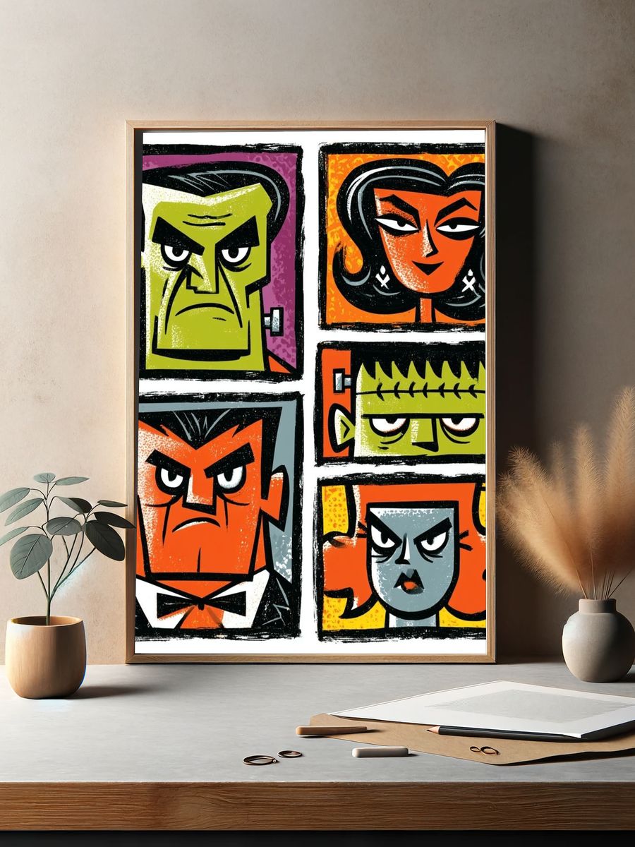 Monster Faces Pop-Art Poster. — room view 2