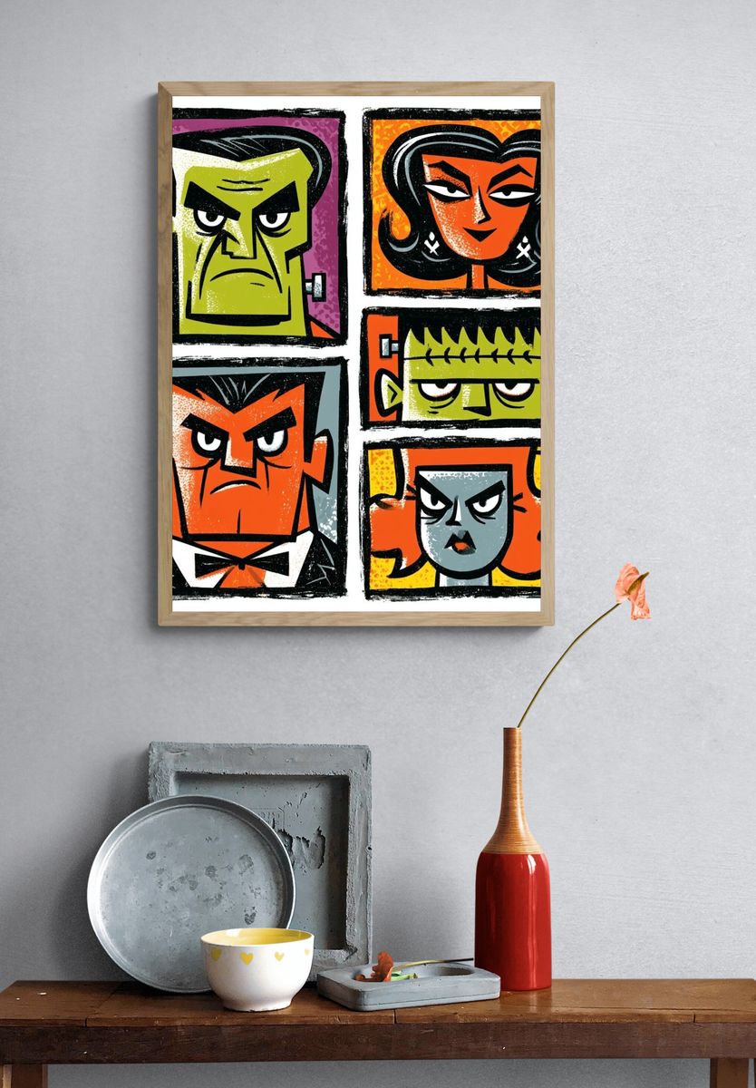 Monster Faces Pop-Art Poster. — room view 3