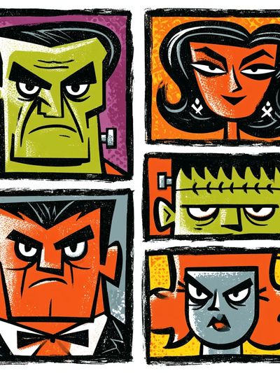 Monster Faces Pop-Art Poster.