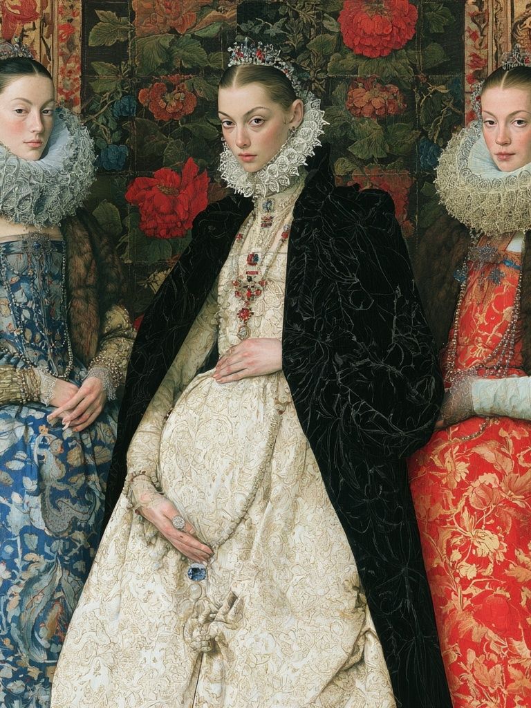 Three Noblewomen Portrait Print. poster — fine-art art