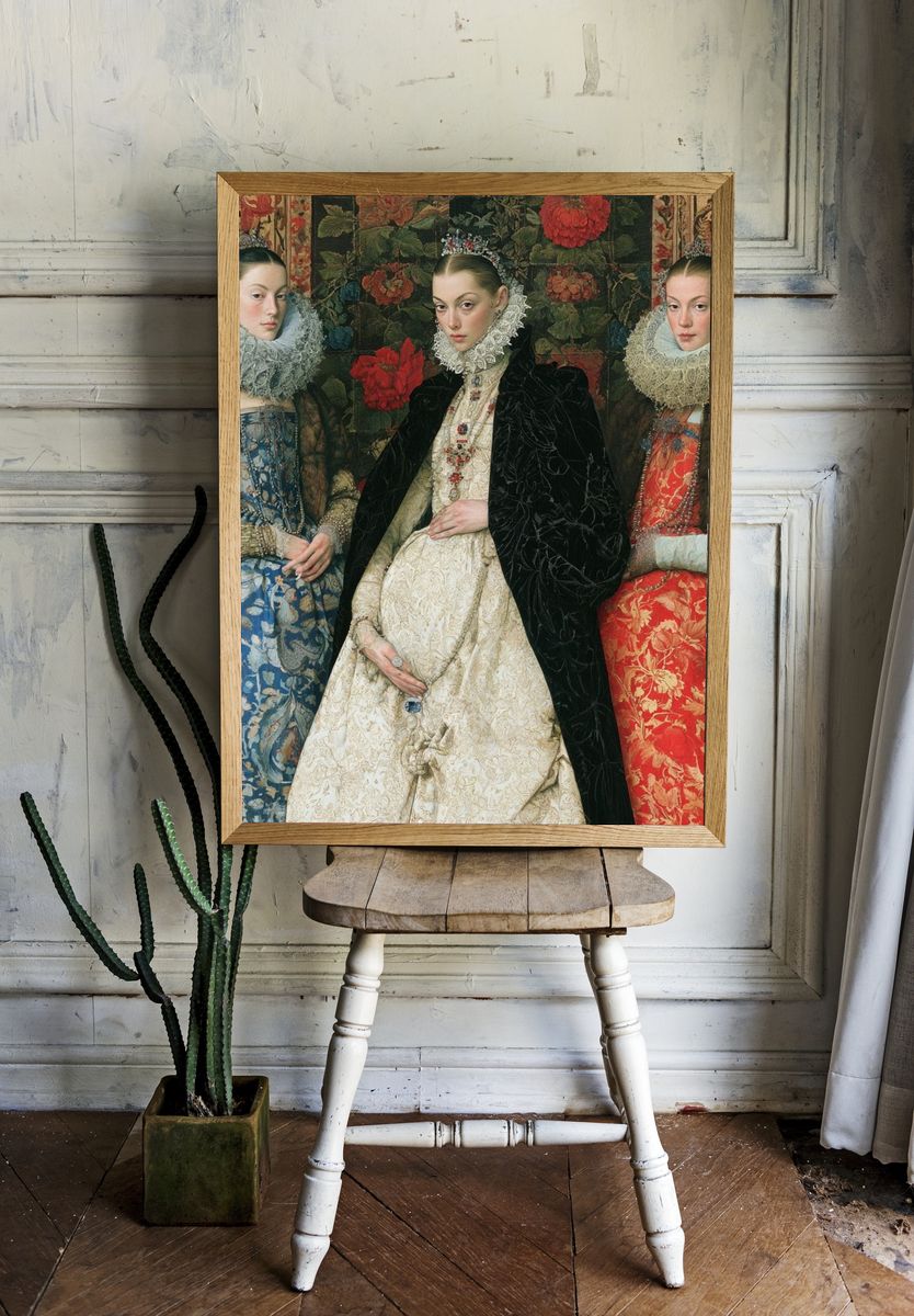 Three Noblewomen Portrait Print. room preview