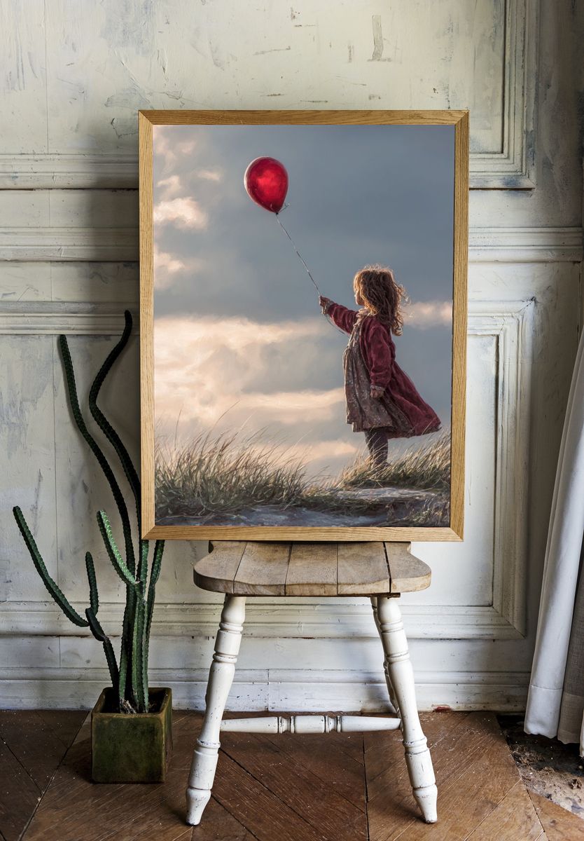 Girl with Red Balloon Fine-Art Print. — room view 1