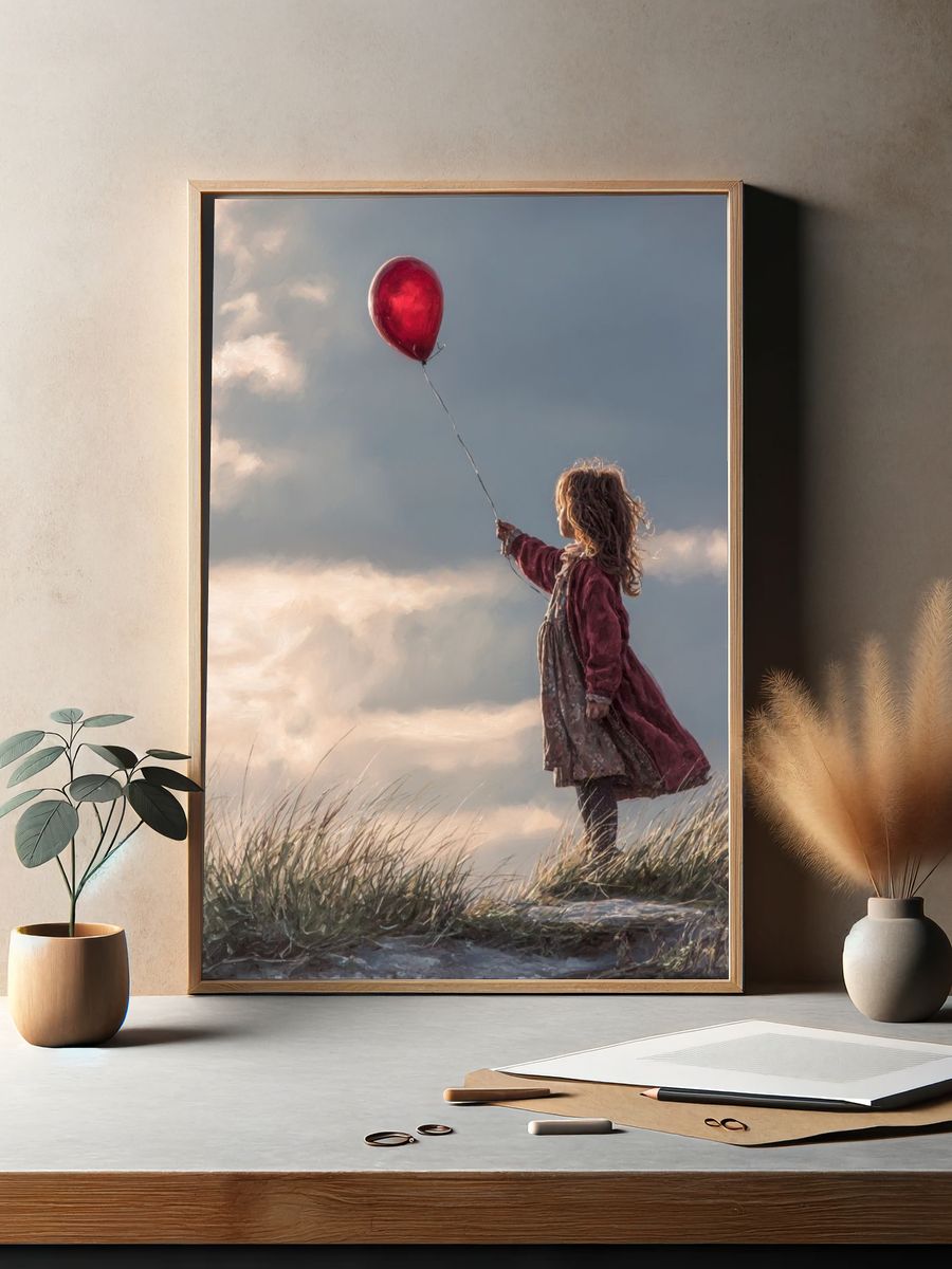 Girl with Red Balloon Fine-Art Print. — room view 2