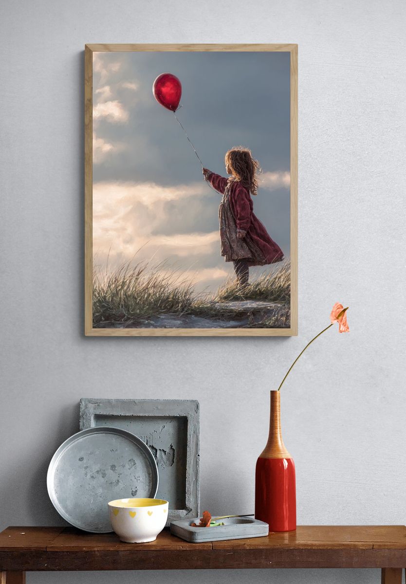 Girl with Red Balloon Fine-Art Print. — room view 3