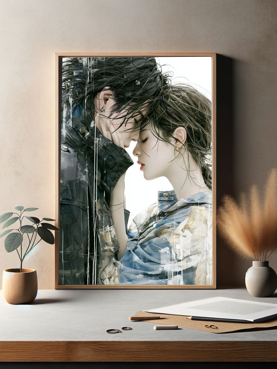 Intimate Couple Portrait Print. — room view 2