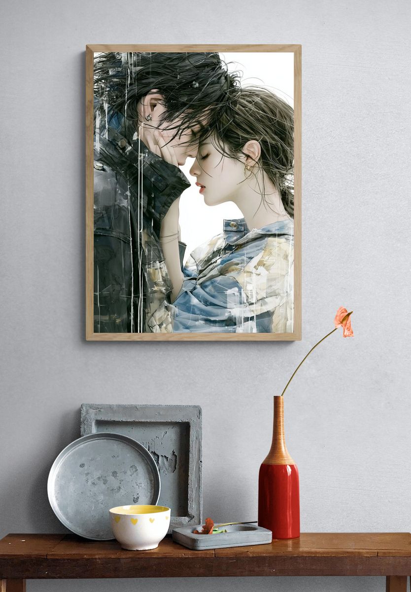 Intimate Couple Portrait Print. — room view 3