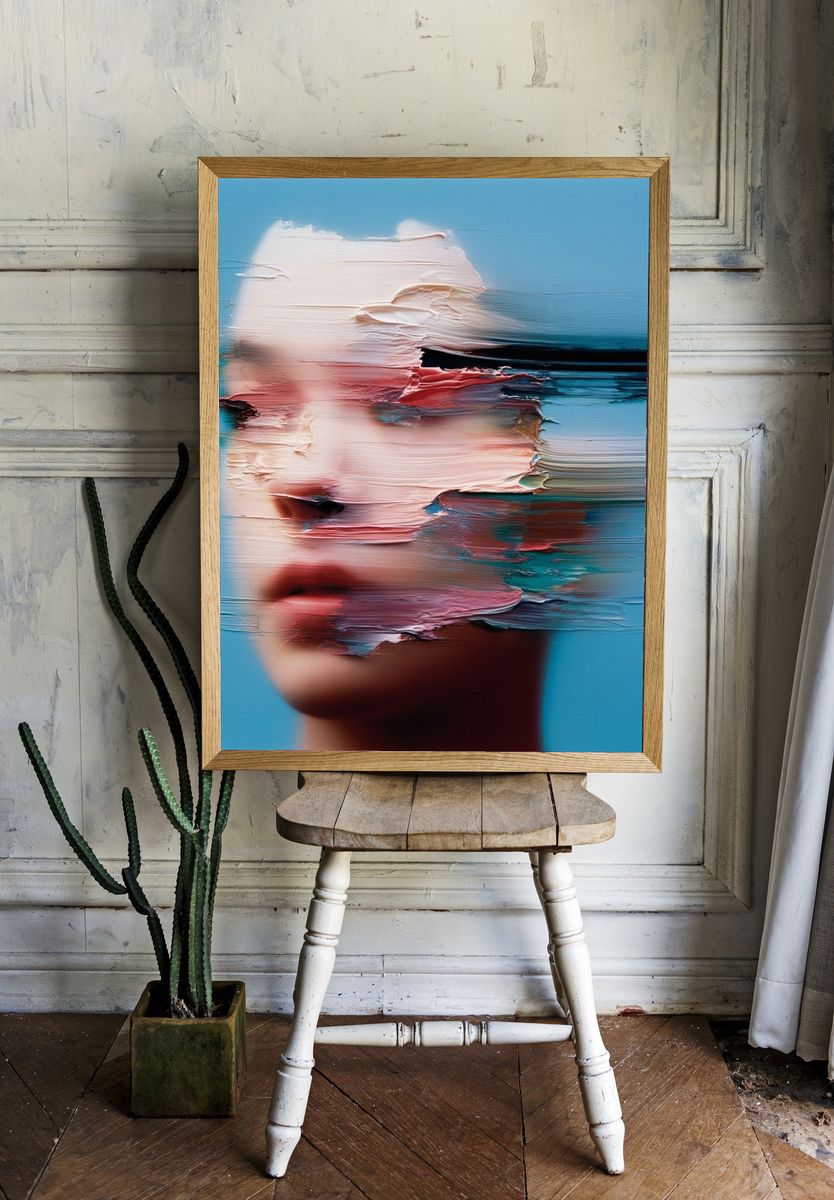 Glitched Portrait Fine-Art Poster. room preview