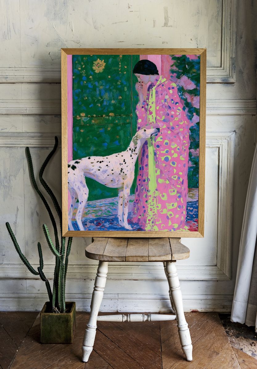 Woman and Dalmatian Fine-Art Print. room preview