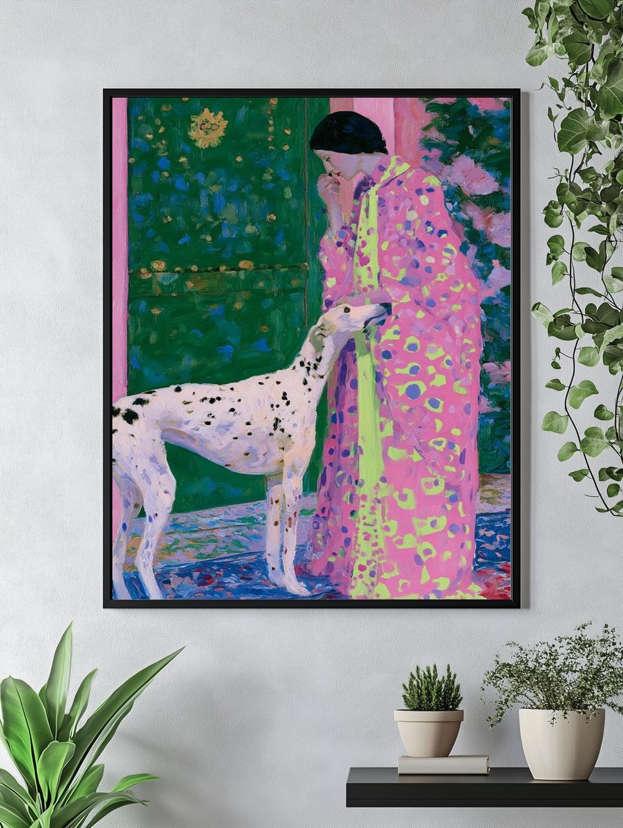 Woman and Dalmatian Fine-Art Print. — room view 4