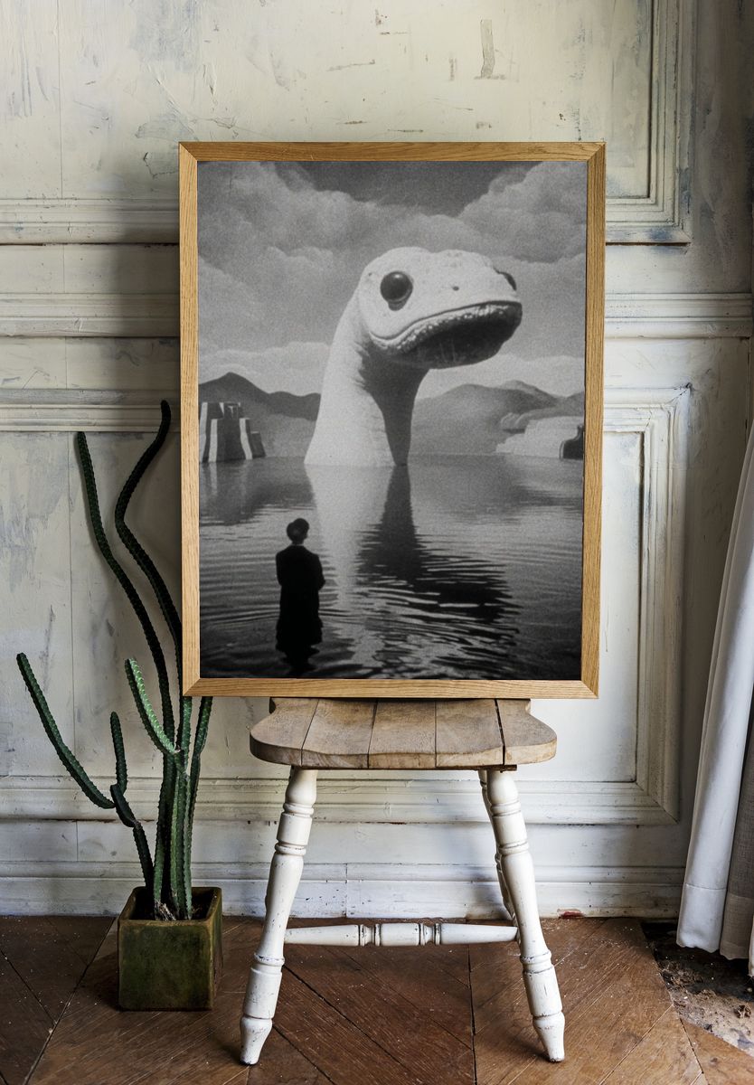 Surreal Creature in Water — Fine Art Print. — room view 1