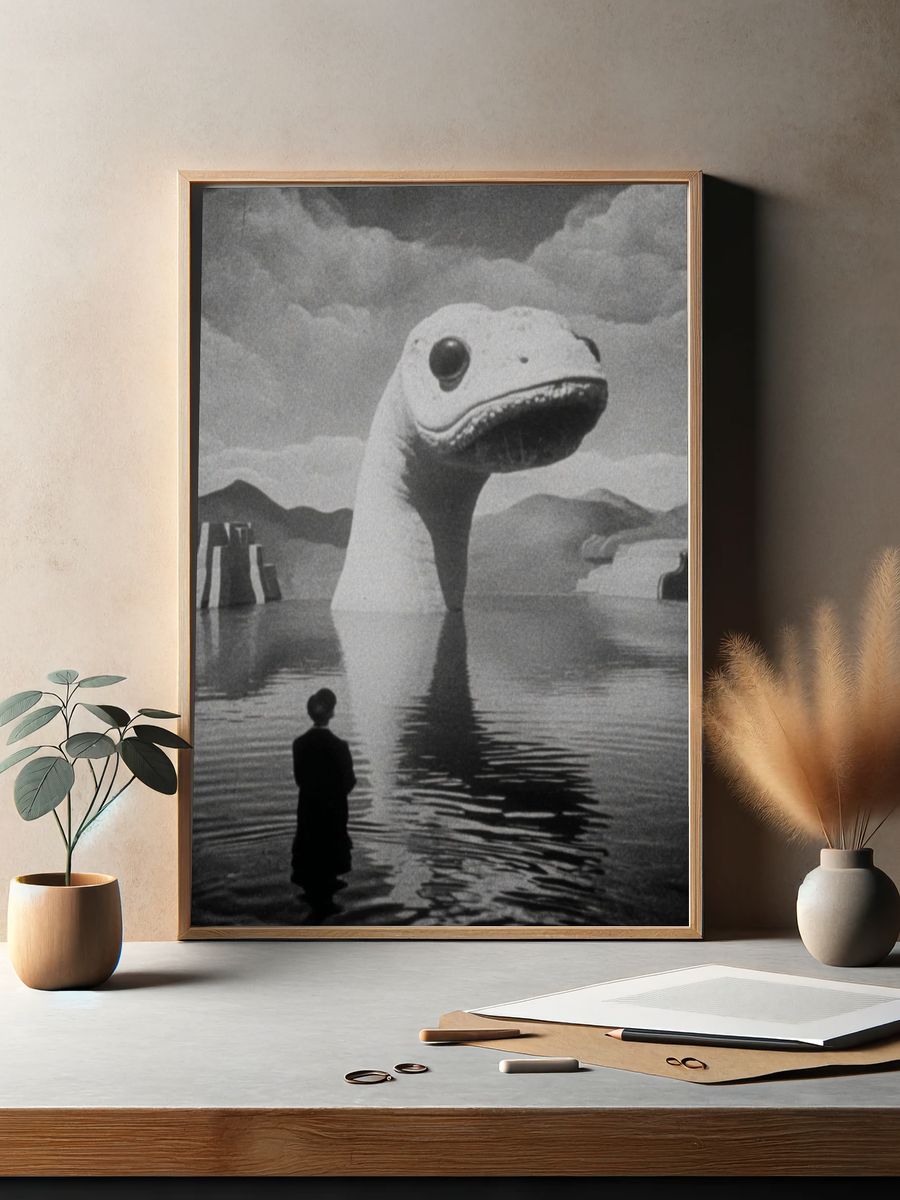 Surreal Creature in Water — Fine Art Print. — room view 2