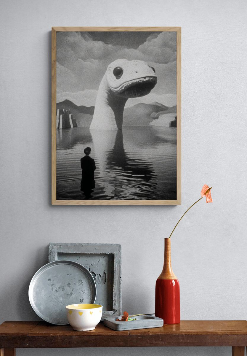 Surreal Creature in Water — Fine Art Print. — room view 3