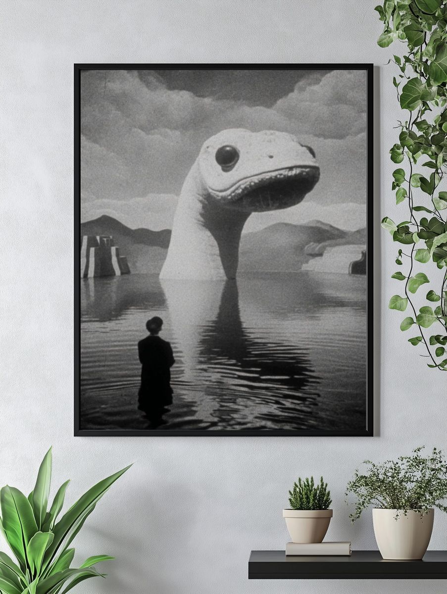 Surreal Creature in Water — Fine Art Print. — room view 4