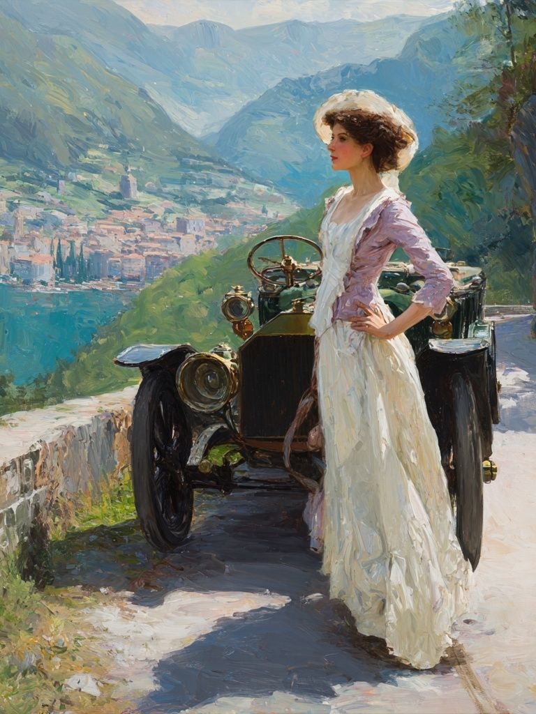 Vintage Roadside Elegance Print. poster detail