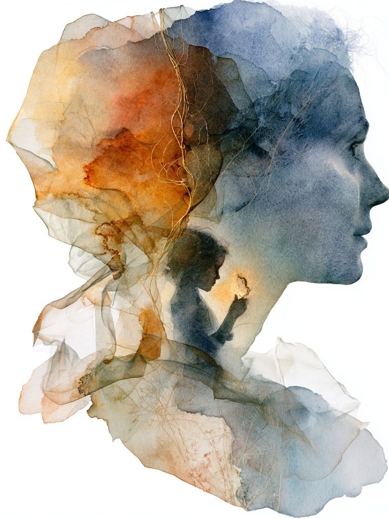 Dreaming Profile Watercolor Print. poster detail