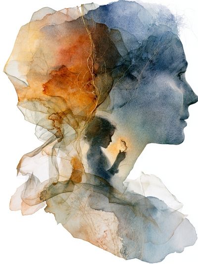 Dreaming Profile Watercolor Print. poster
