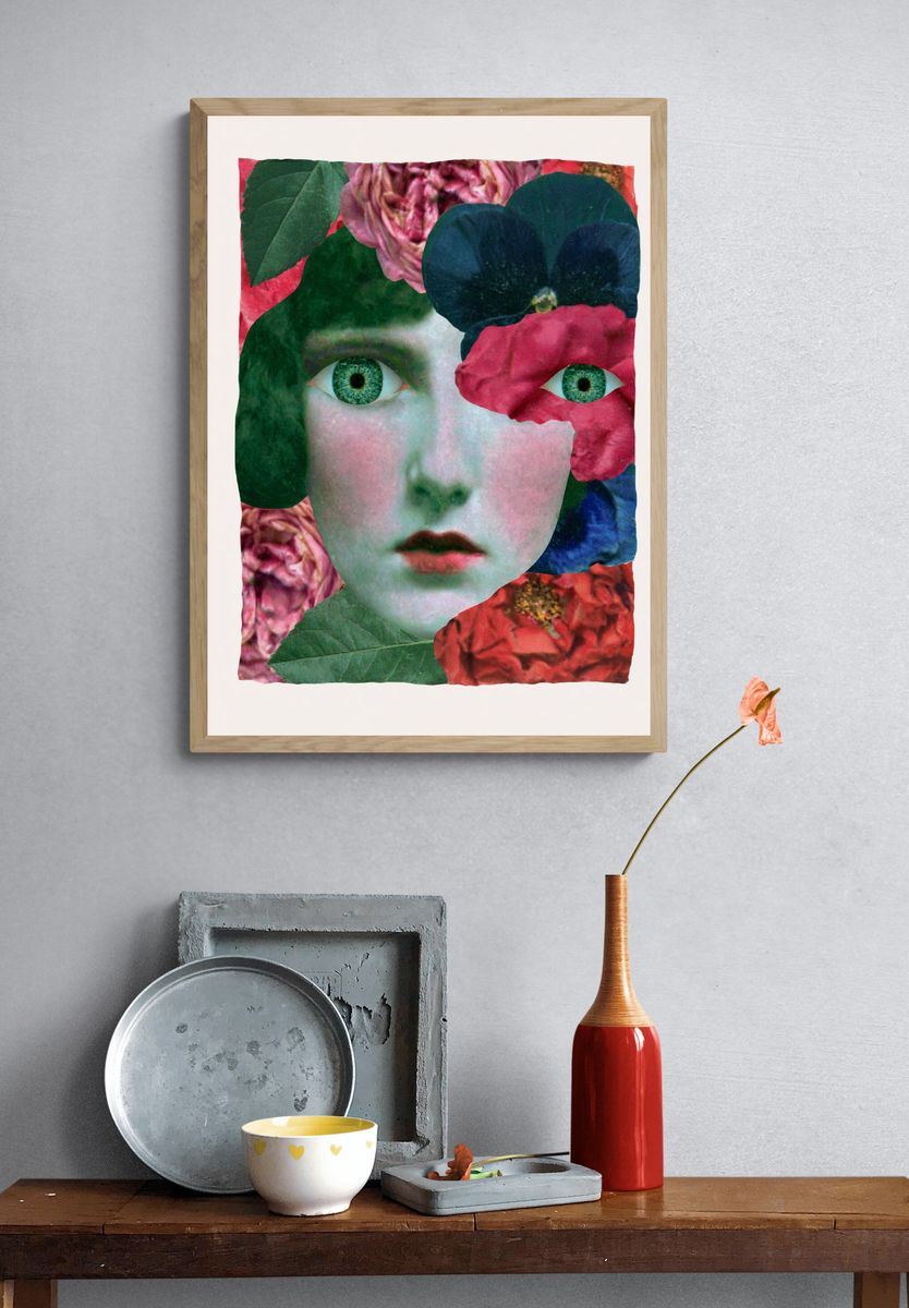 Floral Face Collage Print. — room view 3